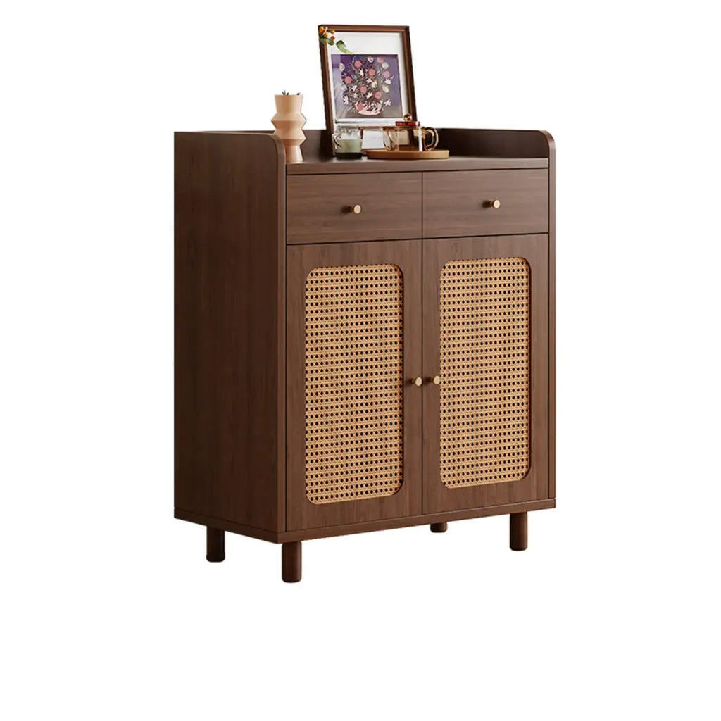 Modern Wood Sideboard with Woven Doors and Storage