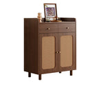 Modern Wood Sideboard with Woven Doors and Storage