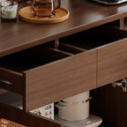 Modern Wood Sideboard with Woven Doors and Storage
