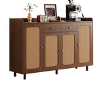 Modern Wood Sideboard with Woven Doors and Storage