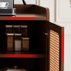 Modern Wood Sideboard with Woven Doors and Storage