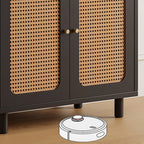 Modern Wood Sideboard with Woven Doors and Storage