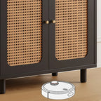 Modern Wood Sideboard with Woven Doors and Storage