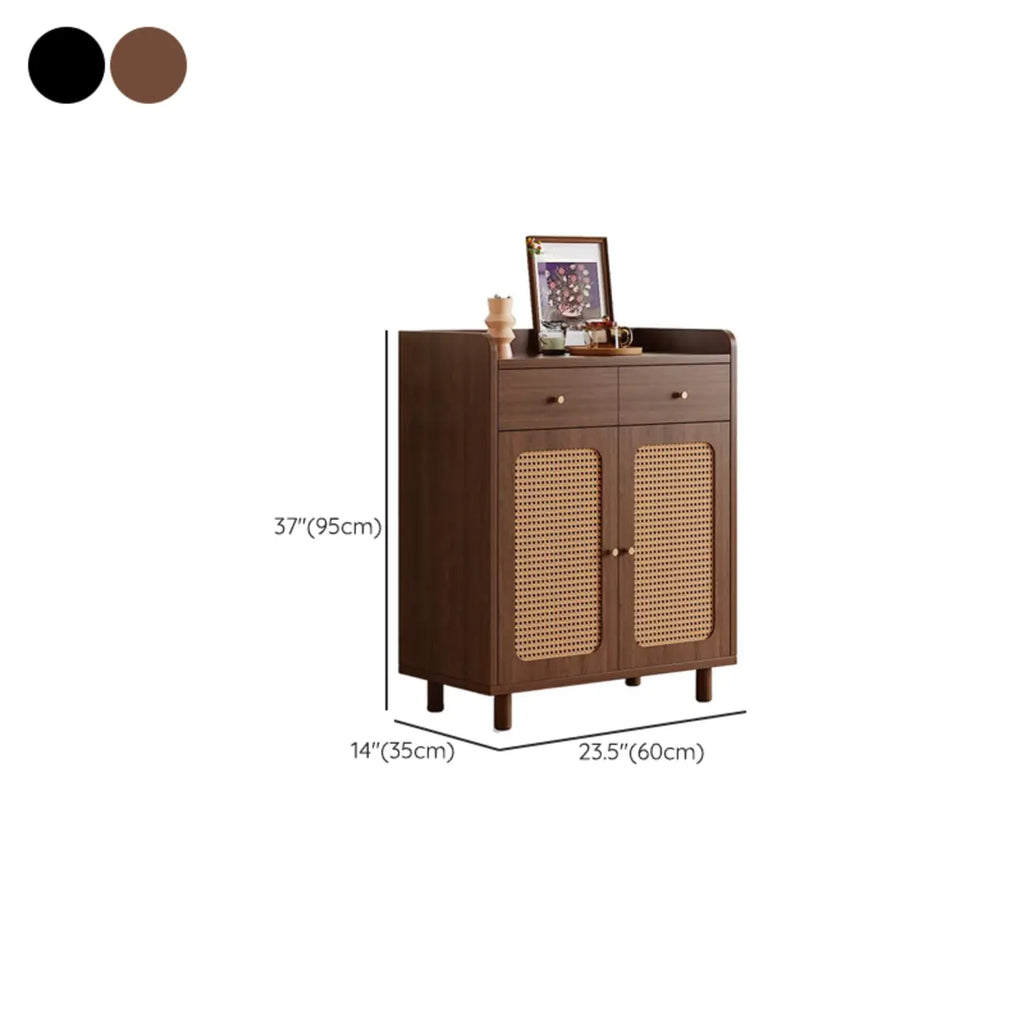 Modern Wood Sideboard with Woven Doors and Storage