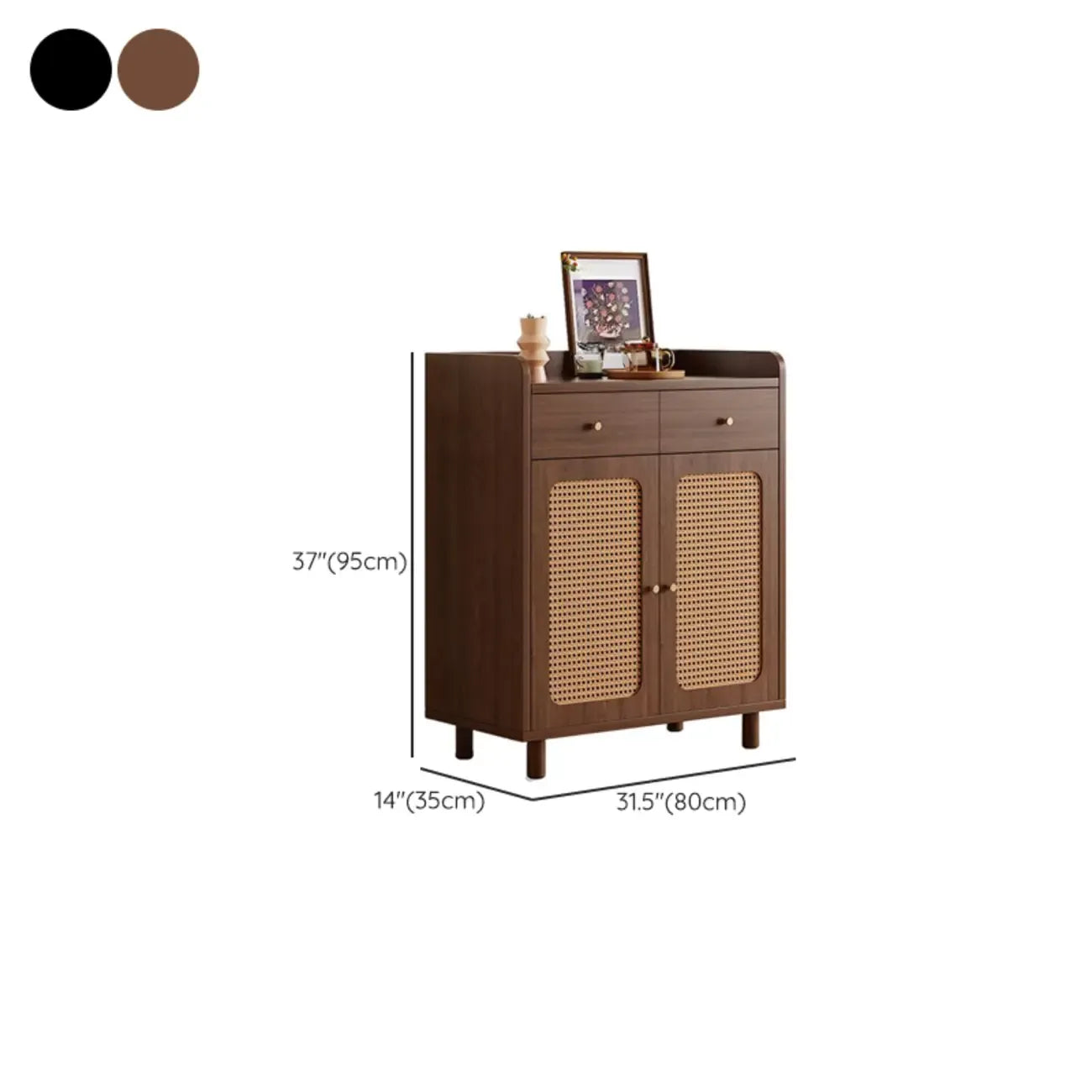 Modern Wood Sideboard with Woven Doors and Storage