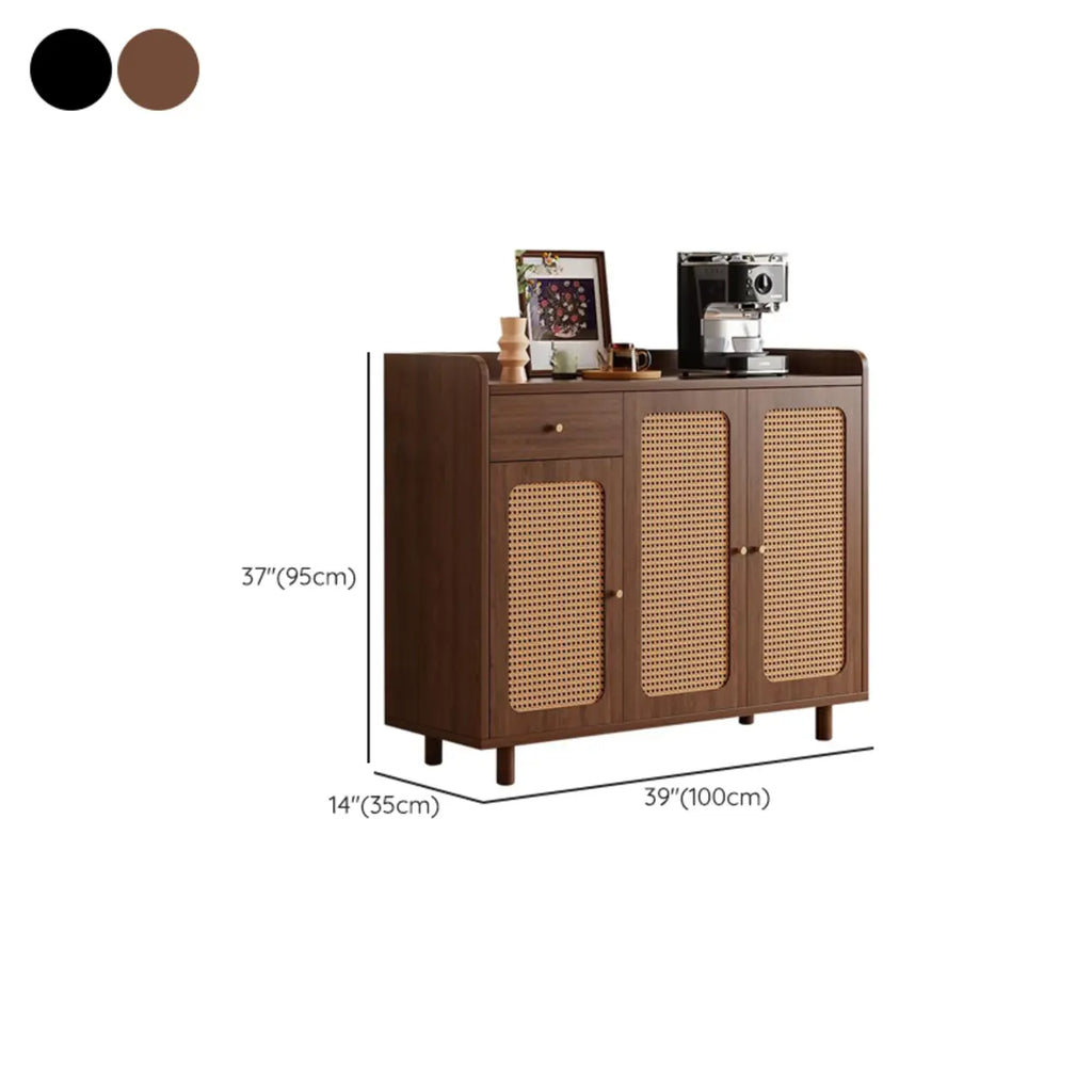 Modern Wood Sideboard with Woven Doors and Storage