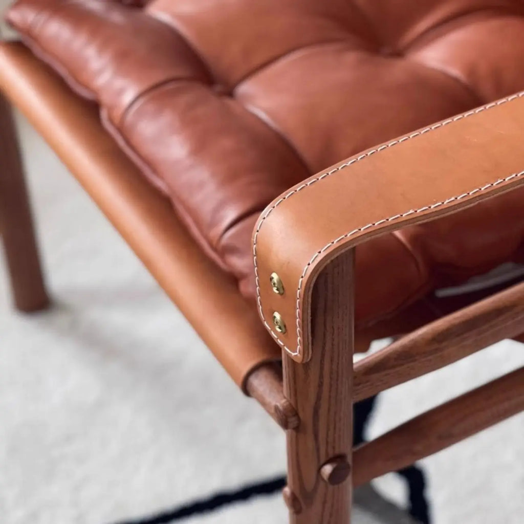 Mid-Century Modern Arm Chair Saddle Leather Living Room