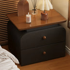 Faux Leather Modern Nightstand Wood Countertop