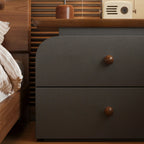 Faux Leather Modern Nightstand Wood Countertop