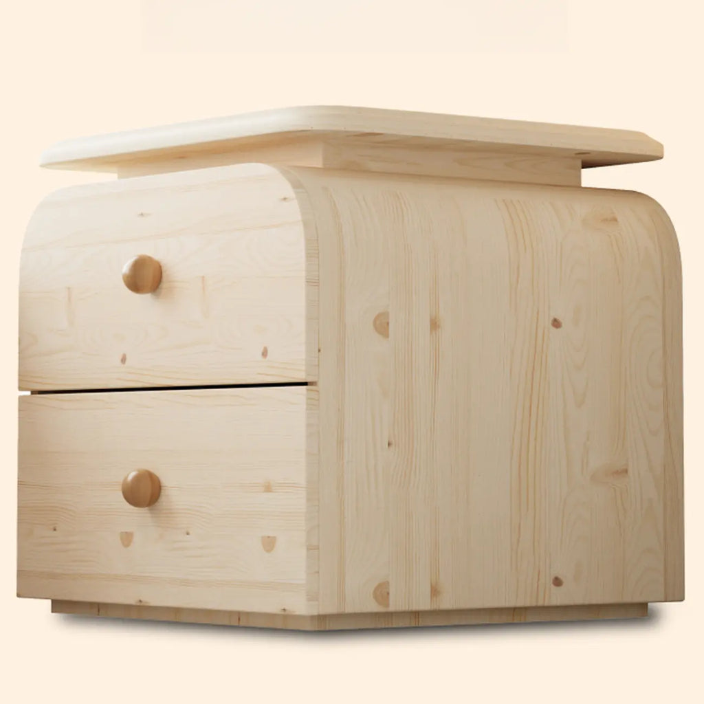 Faux Leather Modern Nightstand Wood Countertop