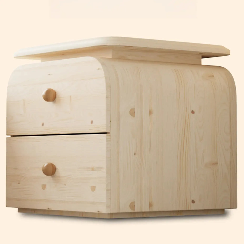 Faux Leather Modern Nightstand Wood Countertop
