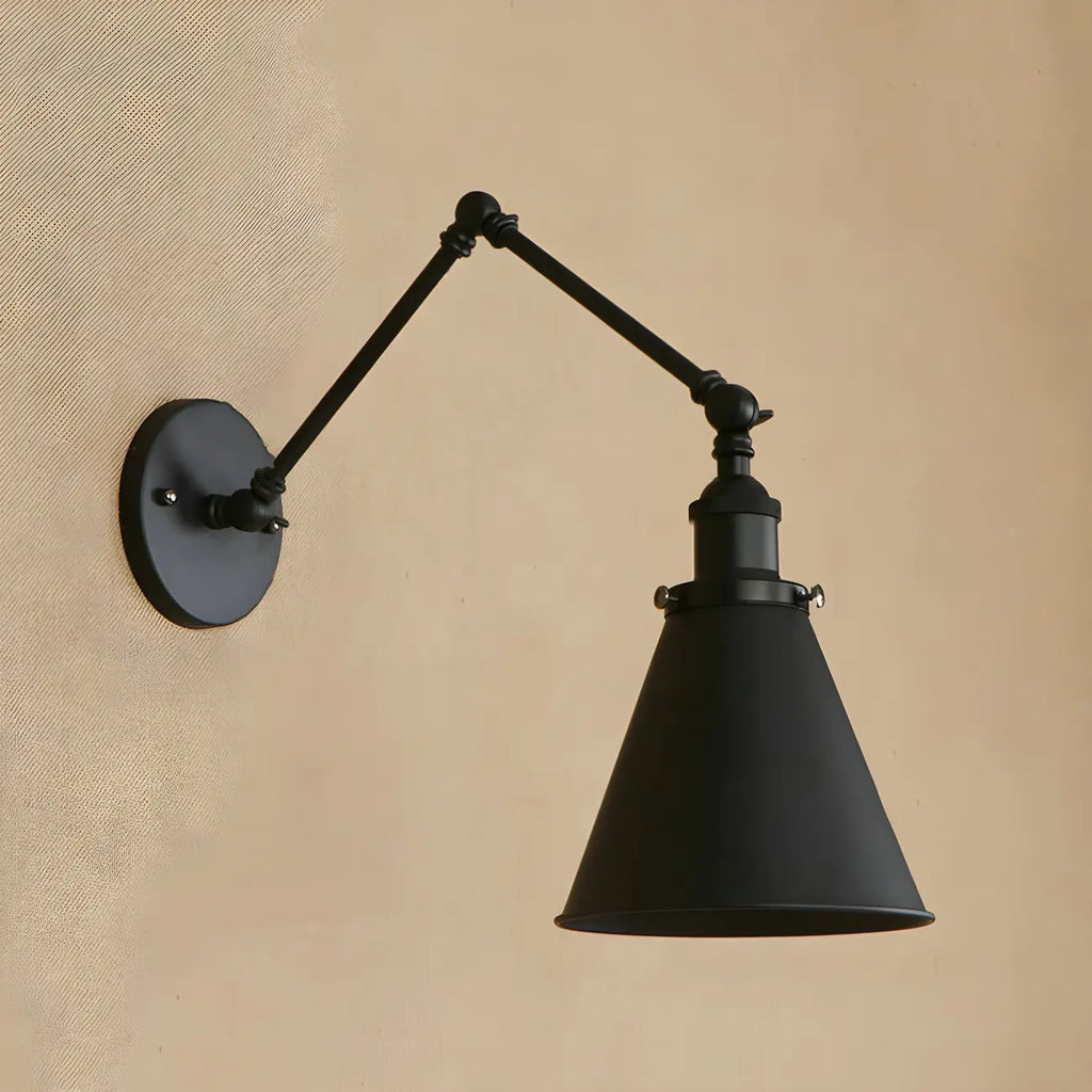 Industrial Metal Cone Swing Arm Wall Light