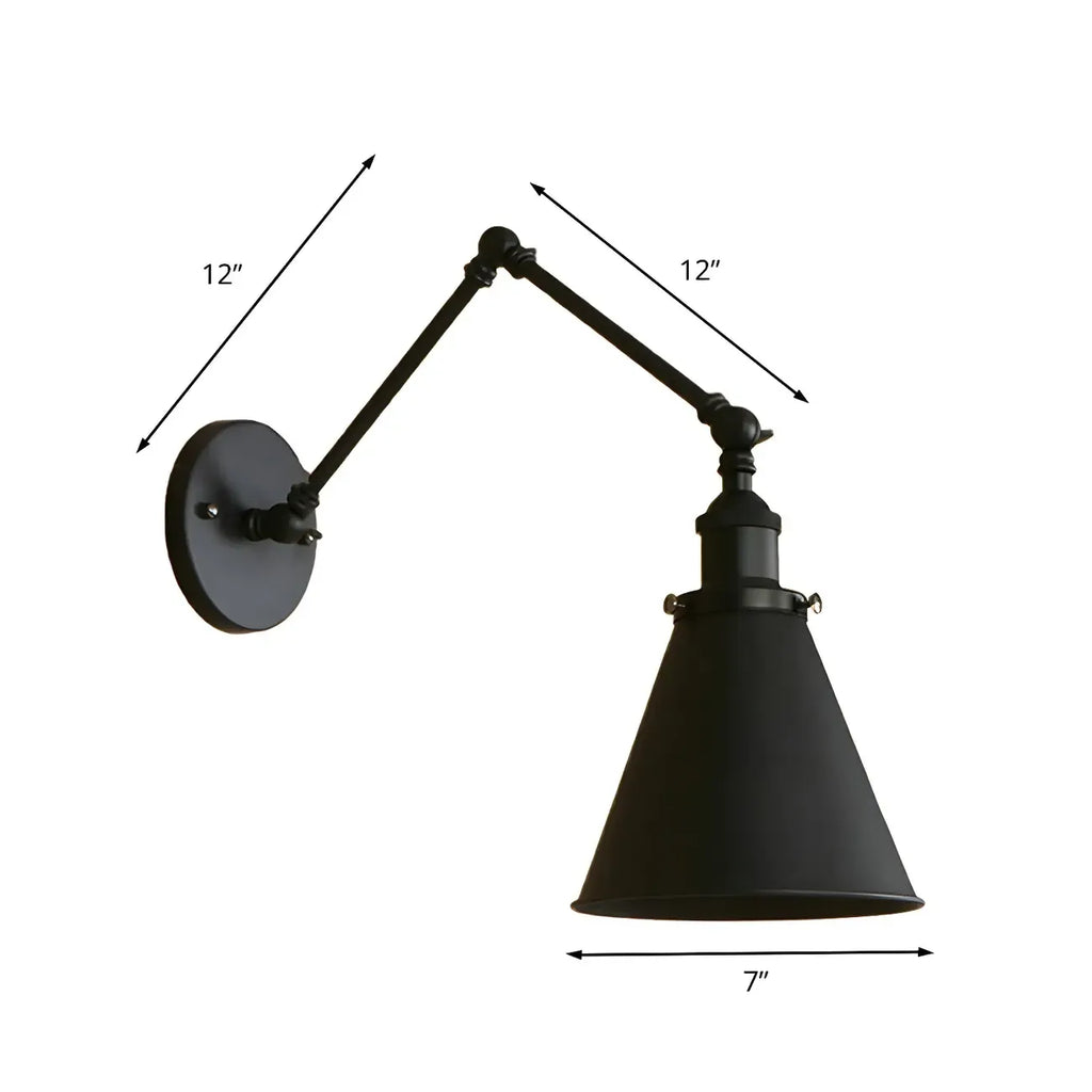 Industrial Metal Cone Swing Arm Wall Light