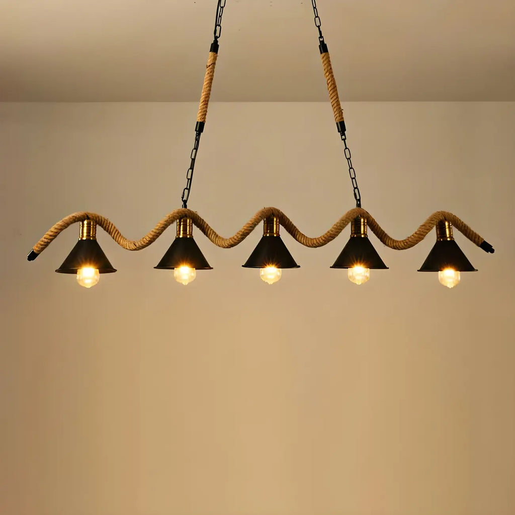 Industrial Metal Hemp Rope Pendant Light