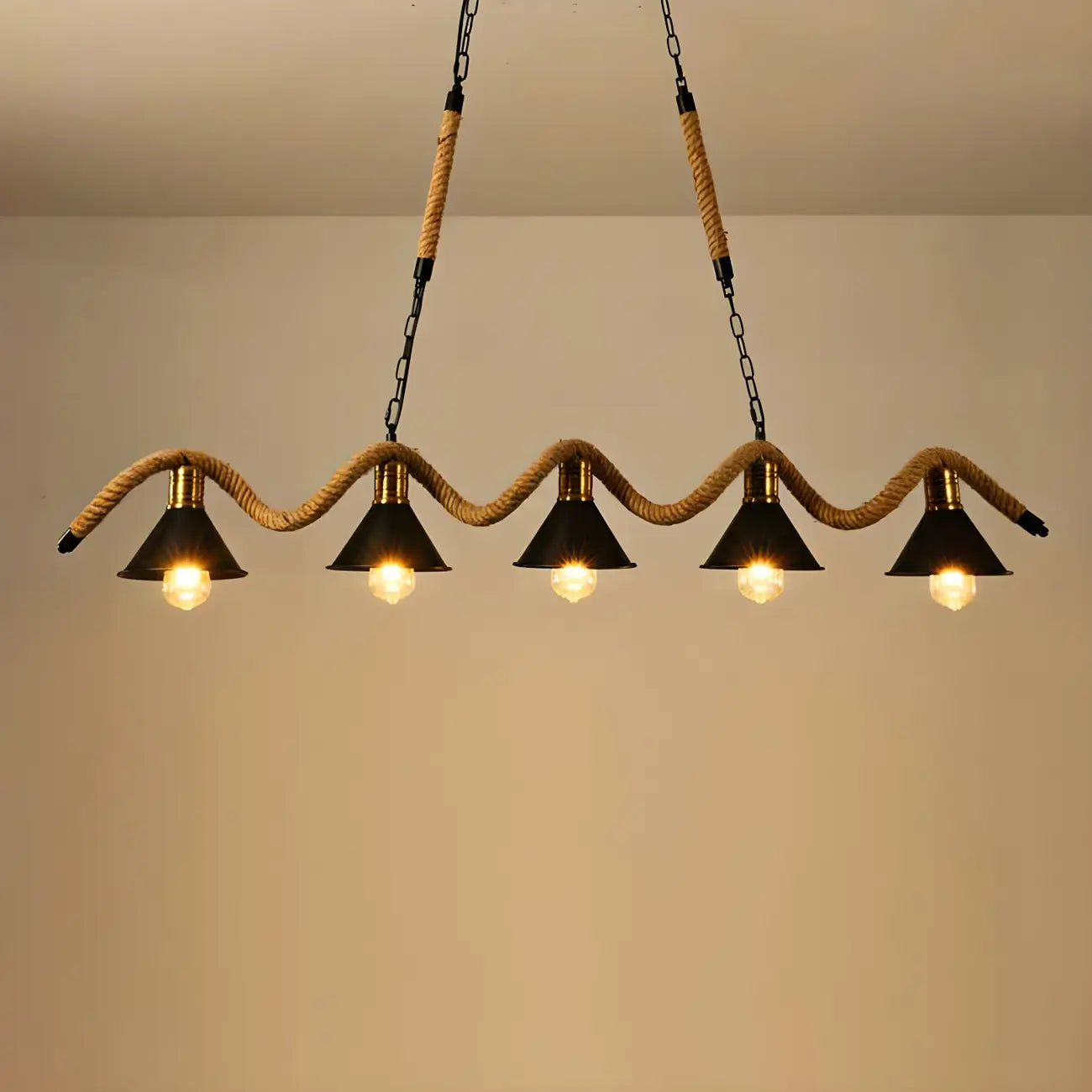 Industrial Metal Hemp Rope Pendant Light