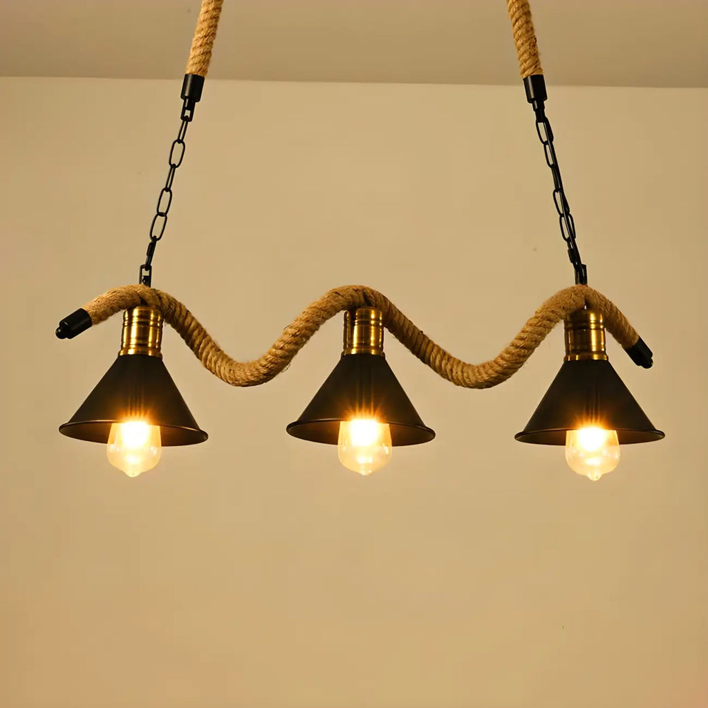 Industrial Metal Hemp Rope Pendant Light
