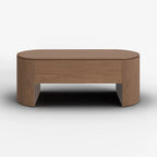 Mid-Century Modern Oval Wooden Lift-Top Coffee Table