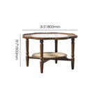 Classic 2-Layer Walnut Finish Wood Coffee Table in Glass Top