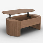 Mid-Century Modern Oval Wooden Lift-Top Coffee Table