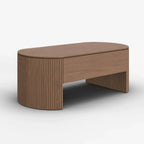 Mid-Century Modern Oval Wooden Lift-Top Coffee Table
