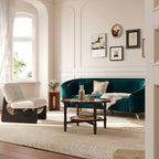 Classic 2-Layer Walnut Finish Wood Coffee Table in Glass Top