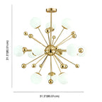 Modern 12-Light White Glass Gold Downrods Sputnik Chandelier