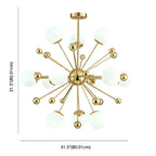 Modern 12-Light White Glass Gold Downrods Sputnik Chandelier