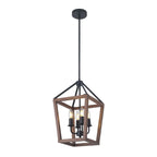 Simplicity Black Metal Wood Open Candelabra Chandelier