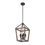 Simplicity Black Metal Wood Open Candelabra Chandelier