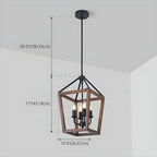 Simplicity Black Metal Wood Open Candelabra Chandelier