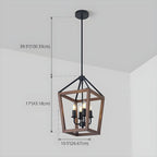 Simplicity Black Metal Wood Open Candelabra Chandelier