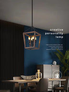 Simplicity Black Metal Wood Open Candelabra Chandelier