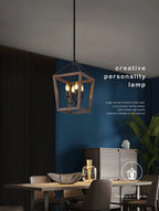 Simplicity Black Metal Wood Open Candelabra Chandelier