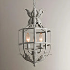 Vintage Grey Iron Cage Candelabra Chandelier