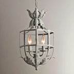 Vintage Grey Iron Cage Candelabra Chandelier
