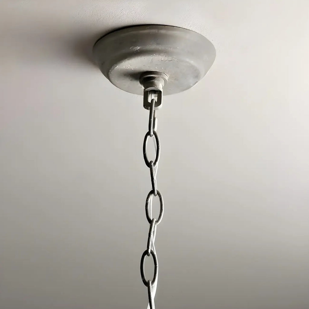 Vintage Grey Iron Cage Candelabra Chandelier