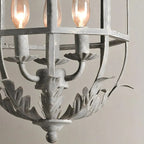 Vintage Grey Iron Cage Candelabra Chandelier