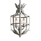 Vintage Grey Iron Cage Candelabra Chandelier