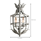 Vintage Grey Iron Cage Candelabra Chandelier