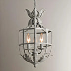 Vintage Grey Iron Cage Candelabra Chandelier