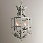 Vintage Grey Iron Cage Candelabra Chandelier