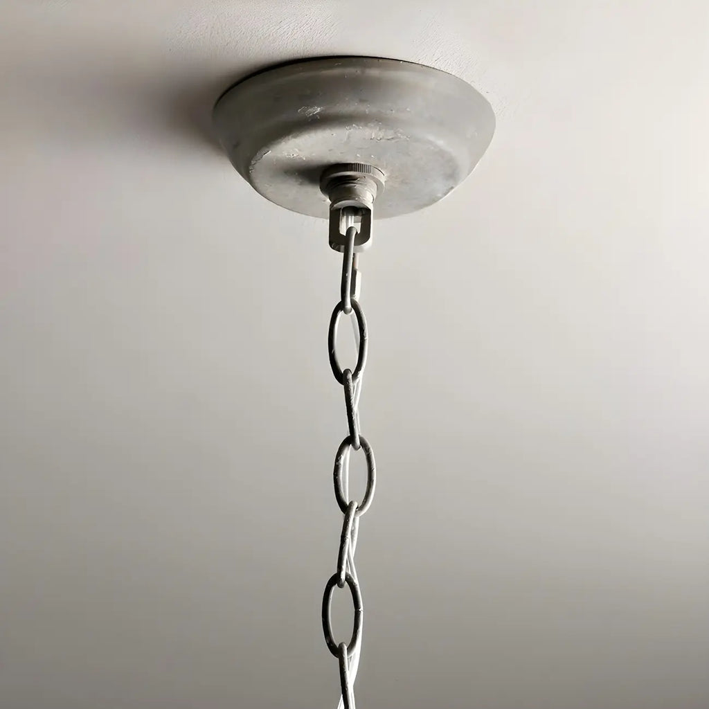 Vintage Grey Iron Cage Candelabra Chandelier