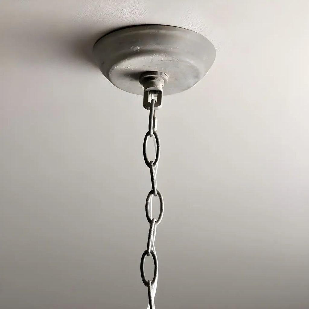 Vintage Grey Iron Cage Candelabra Chandelier