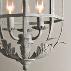 Vintage Grey Iron Cage Candelabra Chandelier