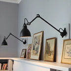 Industrial Metal Black Adjustable Swing Arm Wall Light