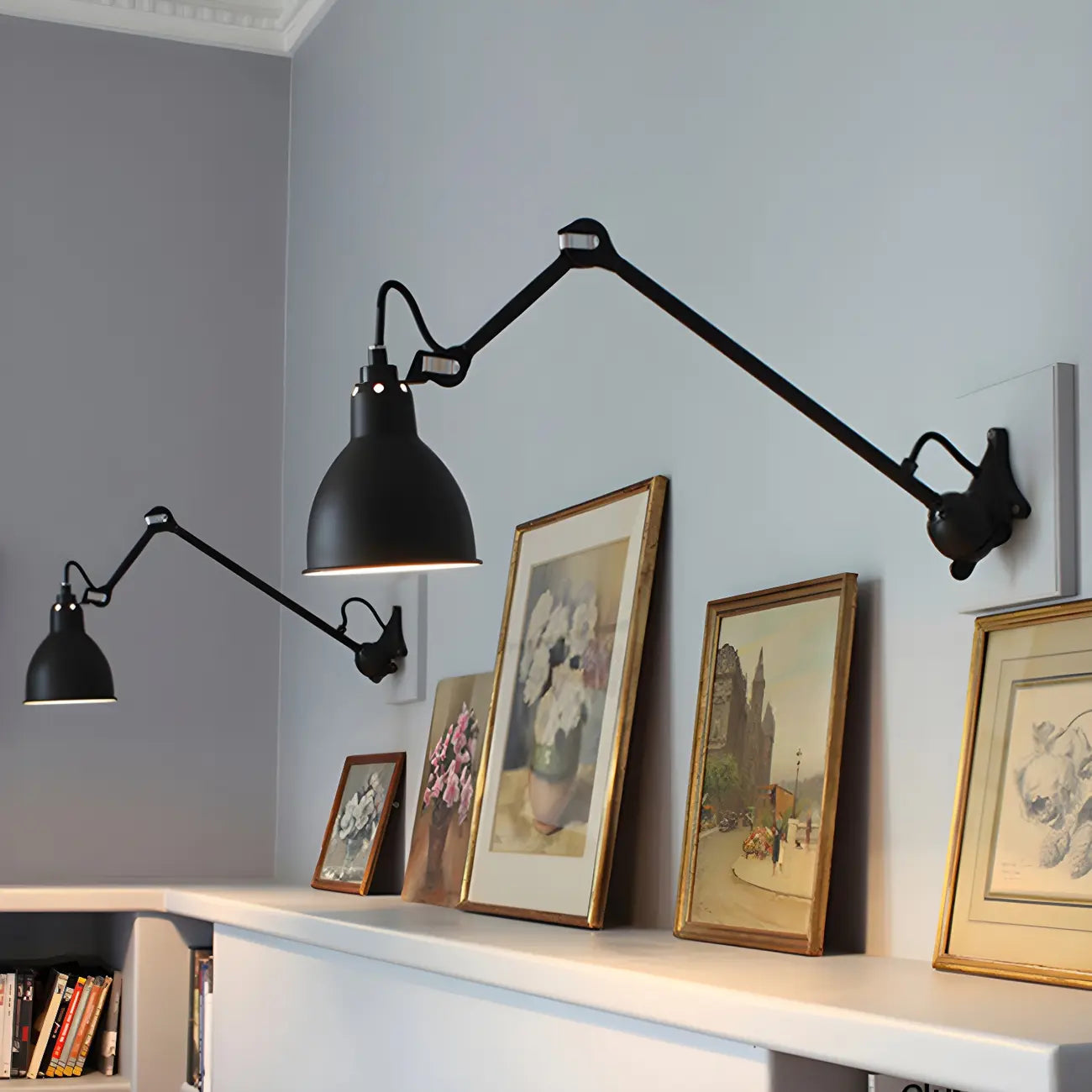 Industrial Metal Black Adjustable Swing Arm Wall Light