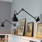 Industrial Metal Black Adjustable Swing Arm Wall Light