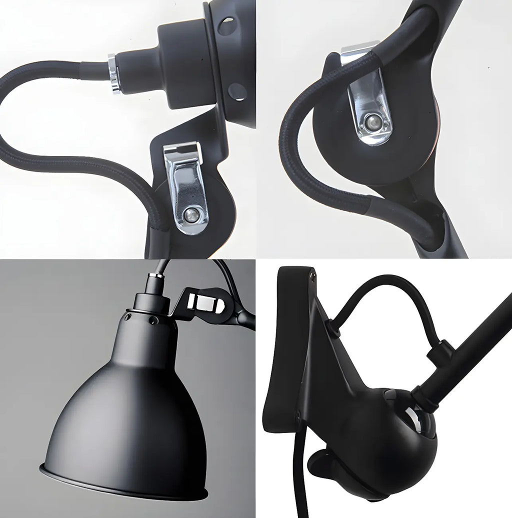 Industrial Metal Black Adjustable Swing Arm Wall Light