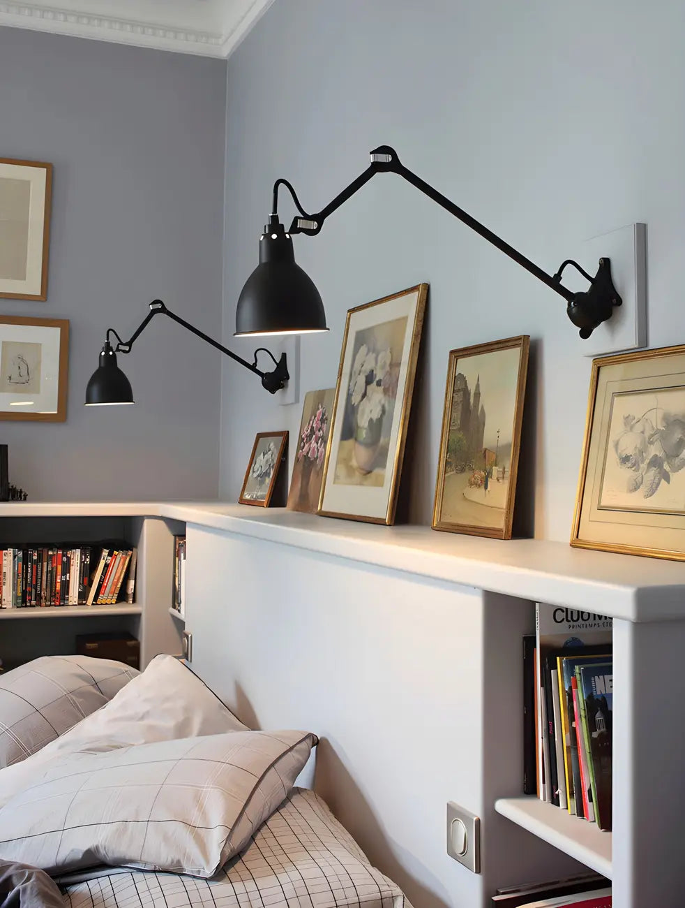 Industrial Metal Black Adjustable Swing Arm Wall Light