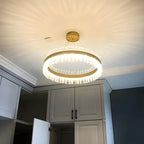 Modern Brass Round Crystal Island Chandelier